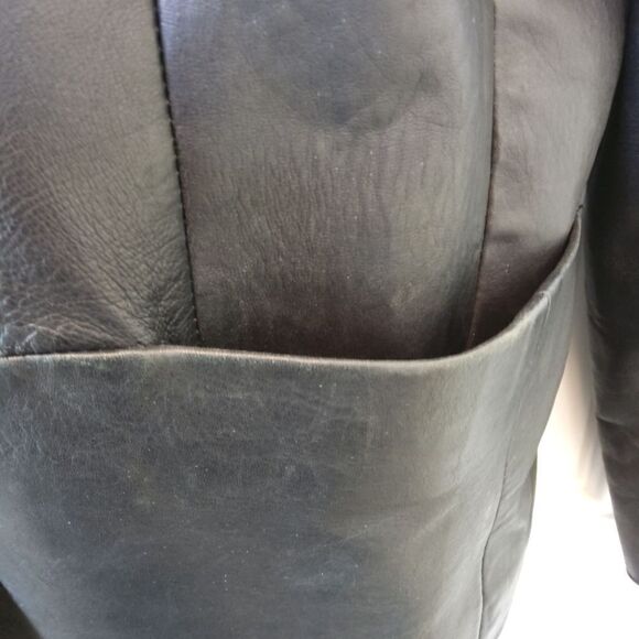 KC Collections black button front leather jacket - Picture 7 of 17